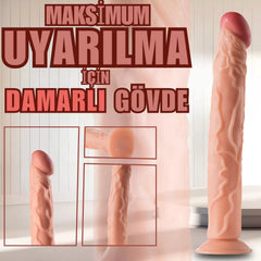 23 CM Realistik Dokulu Dildo Vantuzlu Damarlı Gerçekçi Yapay Penis Dildo
