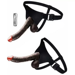 23 CM Realistik Titreşimli Belden Bağlamalı Siyah Zenci Yapay Penis Dildo Vibratör