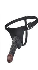 24 CM Realistik Titreşimli Belden Bağlamalı Kalın Siyah Zenci Yapay Penis Dildo Vibratör