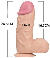 25 CM XXL Kısa Kalın Vantuzlu Realistik Penis Dildo