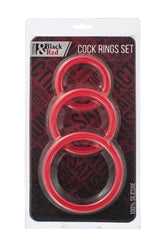 3&#39;lü Black & Red Penis Halkası Seti Kırmızı