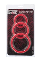3'lü Black & Red Penis Halkası Seti Kırmızı