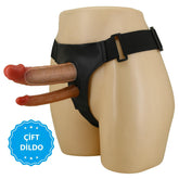 4 CM Dolgulu İçi Boş Belden Bağlamalı Çatal Realistik Dildo Penis