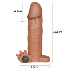 Pleasure X-Tender 4,5 CM Dolgulu Gerçekçi Et Dokulu Klitoris Uyarıcı Titreşimli Melez Penis Kılıfı