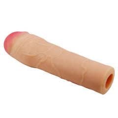 Extended Series Premium Dokulu 5 CM Dolgulu Ten Rengi Silikon Penis Kılıfı Chane