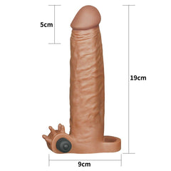 Pleasure X-Tender 5 CM Dolgulu Gerçekçi Et Dokulu Klitoris Uyarıcı Titreşimli Melez Penis Kılıfı