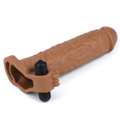 Pleasure X-Tender 5 CM Dolgulu Gerçekçi Et Dokulu Klitoris Uyarıcı Titreşimli Melez Penis Kılıfı