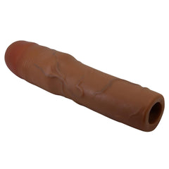 Extended Series Premium Dokulu 7,6 CM Dolgulu Melez Rengi Silikon Penis Kılıfı Kylian