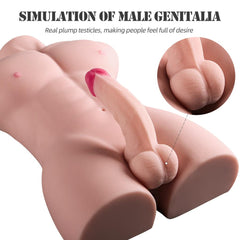 Anal Girişli 16 CM Titreşimli Yapay Penis Erkek Realistik Manken Yarım Vücut Manken Dildo Ten Rengi