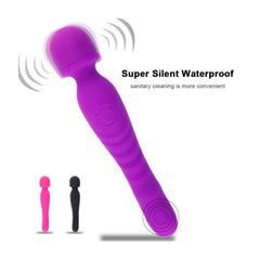 Isıtmalı Çift Titreşim Motorlu Klitoris ve G Nokta Wand Orgazm Vibratör Mor