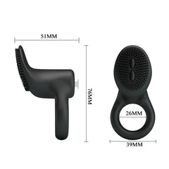 COBRA Klitoris Uyarıcı Titreşimli Silikon Penis Halkası - Siyah