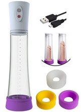 20 CM Electric Vacum Pump Usb Şarjlı Yedek Başlıklı Otomatik Vakumlu Penis Pompası Beyaz