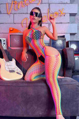 Fantazi Neon Renkli Fantezi Vücut Çorabı Çok Renkli