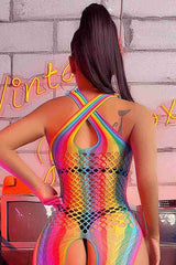 Fantazi Neon Renkli Fantezi Vücut Çorabı Çok Renkli