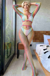 Fantazi Neon Renkli Vücut Çorabı Çok Renkli