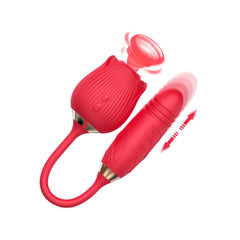 Manyetik Şarjlı İleri Geri ve Dil Emiş Özellikli Gül Tasarımlı Teleskopik Vibratör