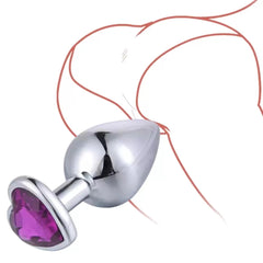 Kalp Şeklinde Mor Taşlı Metal Anal Plug