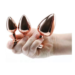 Kalp Şekline Pembe Mücevheratlı Altın Gül Anal Plug Anal Seks Alıştırma Seti