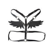 Kanat Tasarımlı Deri Harness Gövde Aksesuarı Siyah