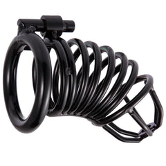 Black Platinium Kilitli Çelik Fetiş Penis Kafesi Siyah