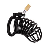 Black Platinium Kilitli Çelik Fetiş Penis Kafesi Siyah