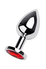 Kırmızı Metal Taşlı Özel Mücevheratlı Orta Boy Metal Anal Plug Tıkaç