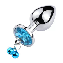 Mavi Taşlı Zilli Metal Anal Plug Tıkaç