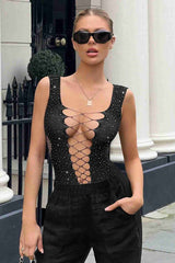 Aşk Fantazi Body Taşlı Vücut Çorabı Siyah