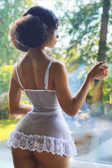 Fantazi Dantel Gecelik Babydoll İç giyim Beyaz