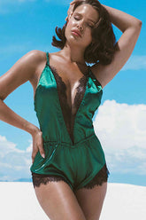 Fantazi Saten Dantel Tulum Gecelik Yeşil