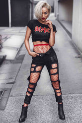 Fantazi Fileli Çorap Kırmızı