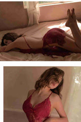 Fantazi Fantezi Uzun Gecelik Babydoll Fantezi iç giyim Kırmızı