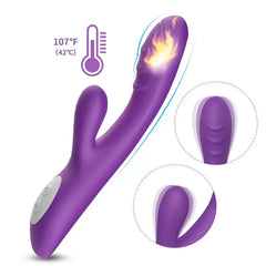 Mor Isıtmalı Klitoris ve G Spot Uyarıcı Rabbit Vibratör