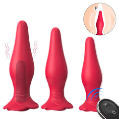 Çılgın Uzaktan Kumanda Kontrollü Gül Tasarımlı Titreşimli Anal Plug Vibratör Set