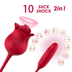 Şarjlı İleri Geri ve Dil Hareketli Klitoris Uyarıcı Gül Vibratör