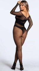 Seksi Şeritli Özel Vücut Çorabı Siyah