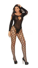 Siyah Özel Fileli Göğüs Detaylı Vücut Çorabı