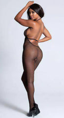 Siyah Özel Fileli Seksi Özel Tasarım Vücut Çorabı