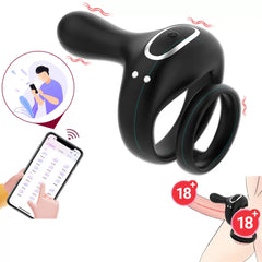 Telefon Bluetooth Kontrollü Klitoris Uyarıcı Vibratör Titreşimli Testis ve Penis Yüzüğü