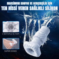 Telefon Tutuculu Isıtmalı İleri Geri Hareketli ve Titreşimli Otomatik Suni Vajina Mastürbatör