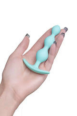 Üçlü Boğumlu Sıralı Silikon Anal Plug Su Yeşili 10,5 Cm