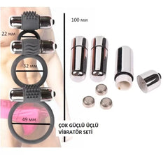 Üçlü Metal Titreşimli Kaliteli Silikon Penis Halkası