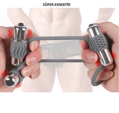 Üçlü Metal Titreşimli Kaliteli Silikon Penis Halkası