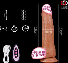 23 CM Uzaktan Kumandalı USB Şarjlı İleri Geri Hareketli Titreşimli Isıtmalı Dildo Yapay Penis
