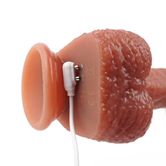 17 CM Uzaktan Kumandalı USB Şarjlı İleri Geri Hareketli Titreşimli Isıtmalı Kalın Damarlı Dildo Yapay Penis