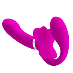 Şarjlı Strapless Strapon Titreşimli Dildo G Nokta Klitoris Uyarıcı Giyilebilir Çift Vibratörü