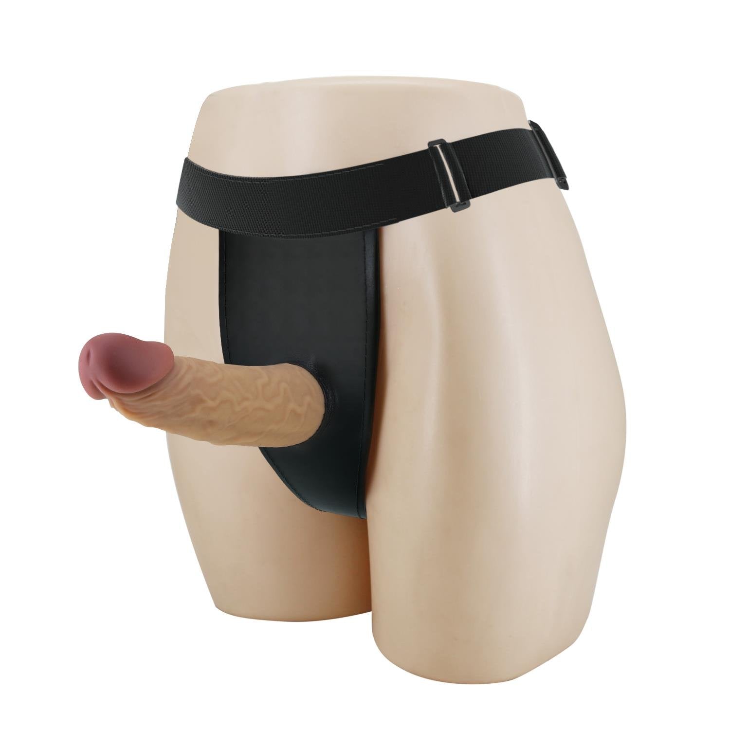 17,5 CM Belden Bağlamalı Süper Yumuşak Dokulu İçi Boş 7 cm Dolgulu Strapon Penis