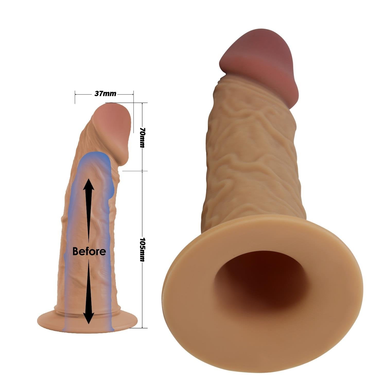 17,5 CM Belden Bağlamalı Süper Yumuşak Dokulu İçi Boş 7 cm Dolgulu Strapon Penis