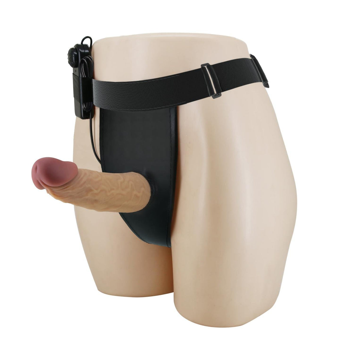 17,5 CM Titreşimli Belden Bağlamalı Süper Yumuşak Dokulu İçi Boş 7 cm Dolgulu Strapon Penis