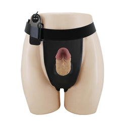17,5 CM Titreşimli Belden Bağlamalı Süper Yumuşak Dokulu İçi Boş 7 cm Dolgulu Strapon Penis